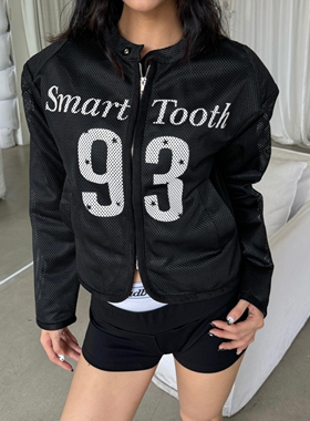 辣到中暑巴黎同款高街时髦辣妹设计感网纱垫肩外套百搭长袖上衣潮