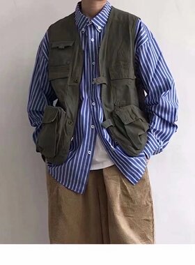 工装马甲纯棉重磅高质量男女中性宽松多口袋纯色通勤