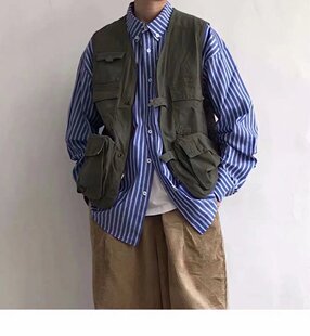 工装 马甲纯棉重磅高质量男女中性宽松多口袋纯色通勤