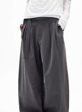 2024新款宽松休闲裤男韩版潮流百搭裤子夏季薄款坠感阔腿拖地长裤