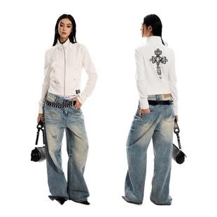 0123start 哥特风复古修身外套女美式辣妹显瘦铆钉短款立领上衣潮