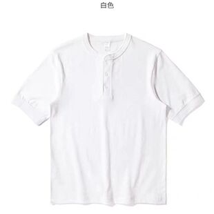 美式复古重磅POLO衫男阿美咔叽300G白色体恤衫亨利领男短袖t血