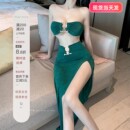 复古法式 纯欲丝绒露背吊带睡裙薄款 2022年新款 性感蕾丝睡衣女夏季