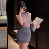 性感秘书包臀裙OL制服纯欲风辣妹紧身弹力连衣裙秘书装 秘书制服