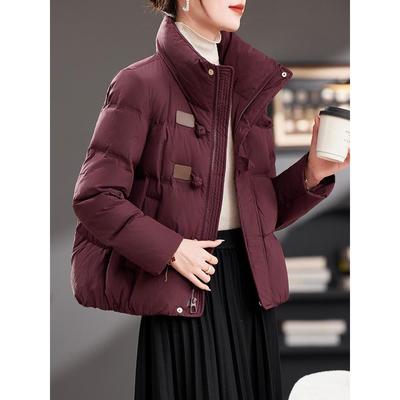 安可拉红短款羽绒服冬白鸭绒外套