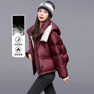 今年爆款工装羽绒服女冬季短款2025年九江新款高端奢华白鸭绒外套