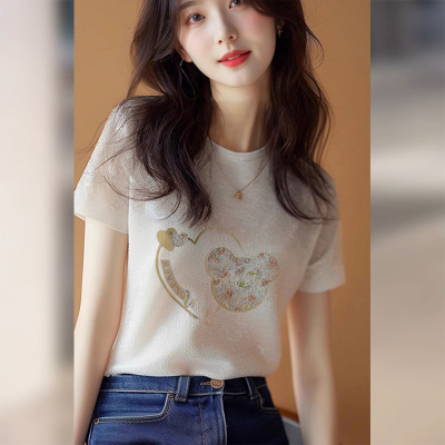 白色薄款冰丝针织上衣女2025t恤