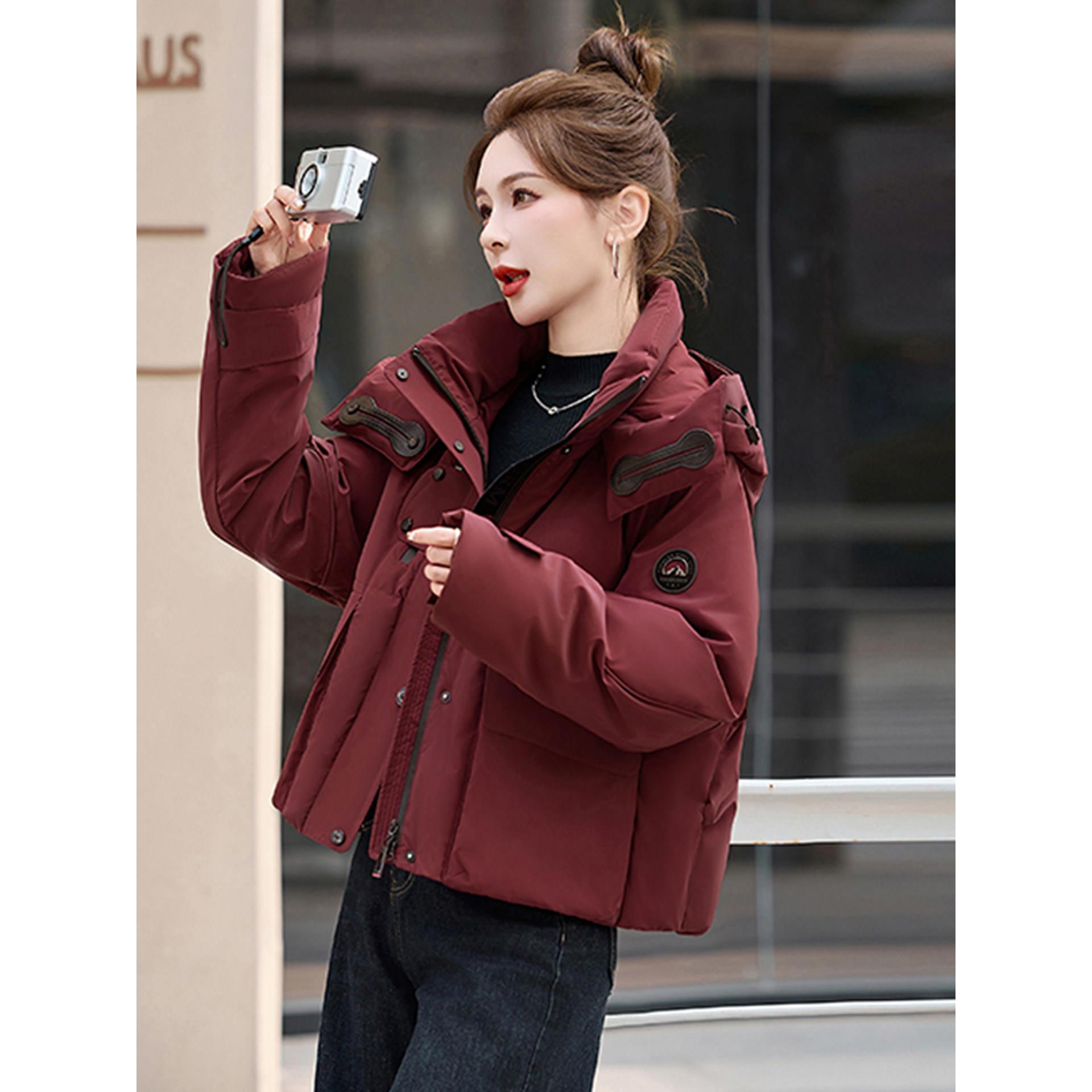 连帽短款羽绒服女冬季小个子外套