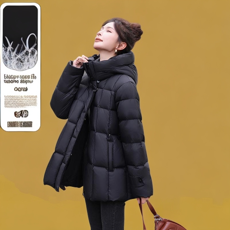 2025冬加肥加大码羽绒服女连帽加厚胖mm200斤中长款收腰显瘦外套