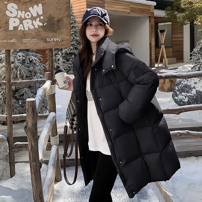 羽绒服女中长款面包服保暖外套