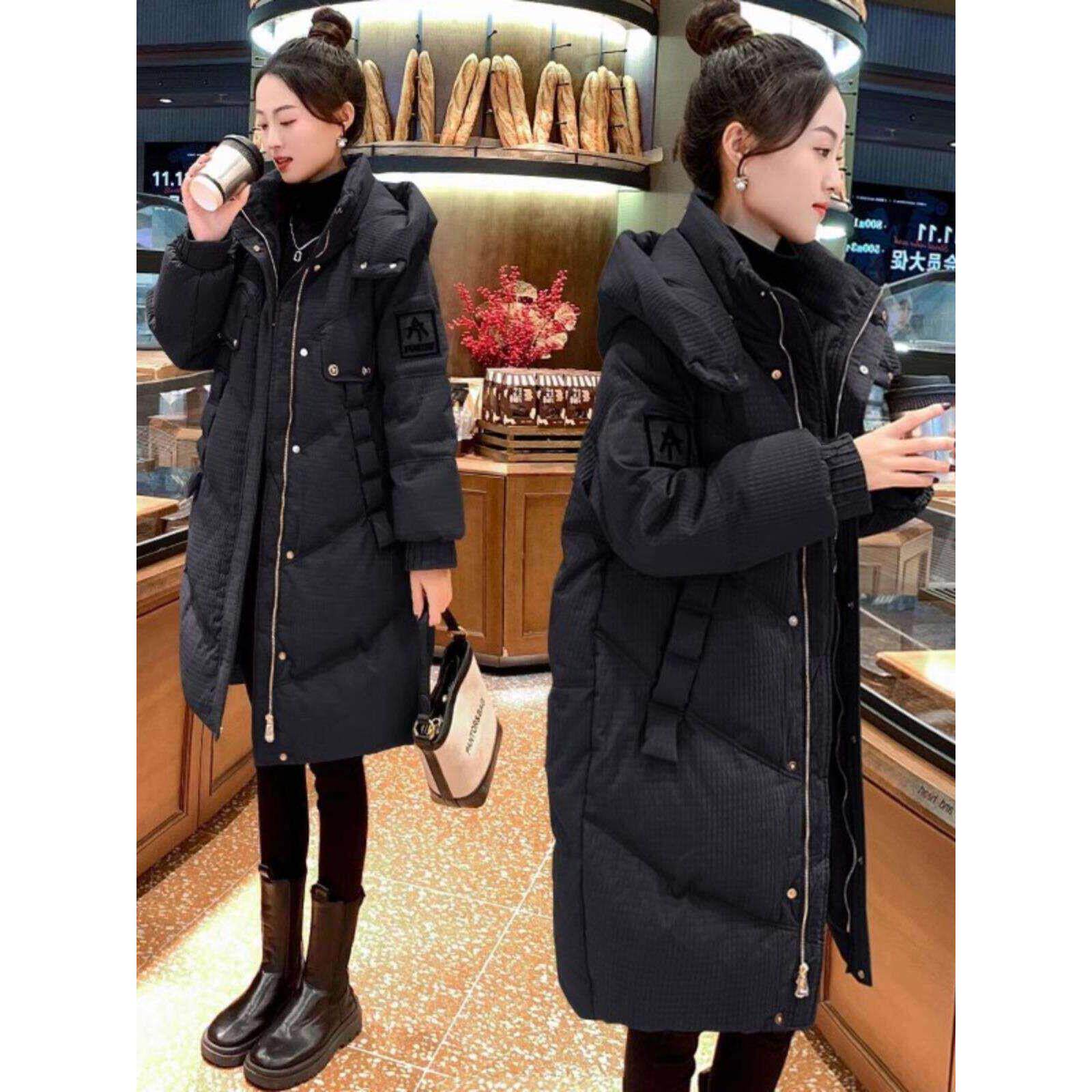 安可拉红羽绒服女中长款2026新款