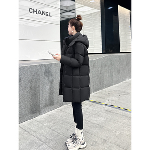 云朵泡芙鹅绒服女2025年冬季新款连帽中长款小个子加厚外套面包服