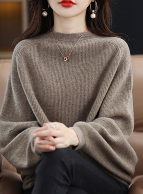 蝙蝠袖针织衫女秋冬宽松大码遮肉气质高级感小众打底衫慵懒风羊毛