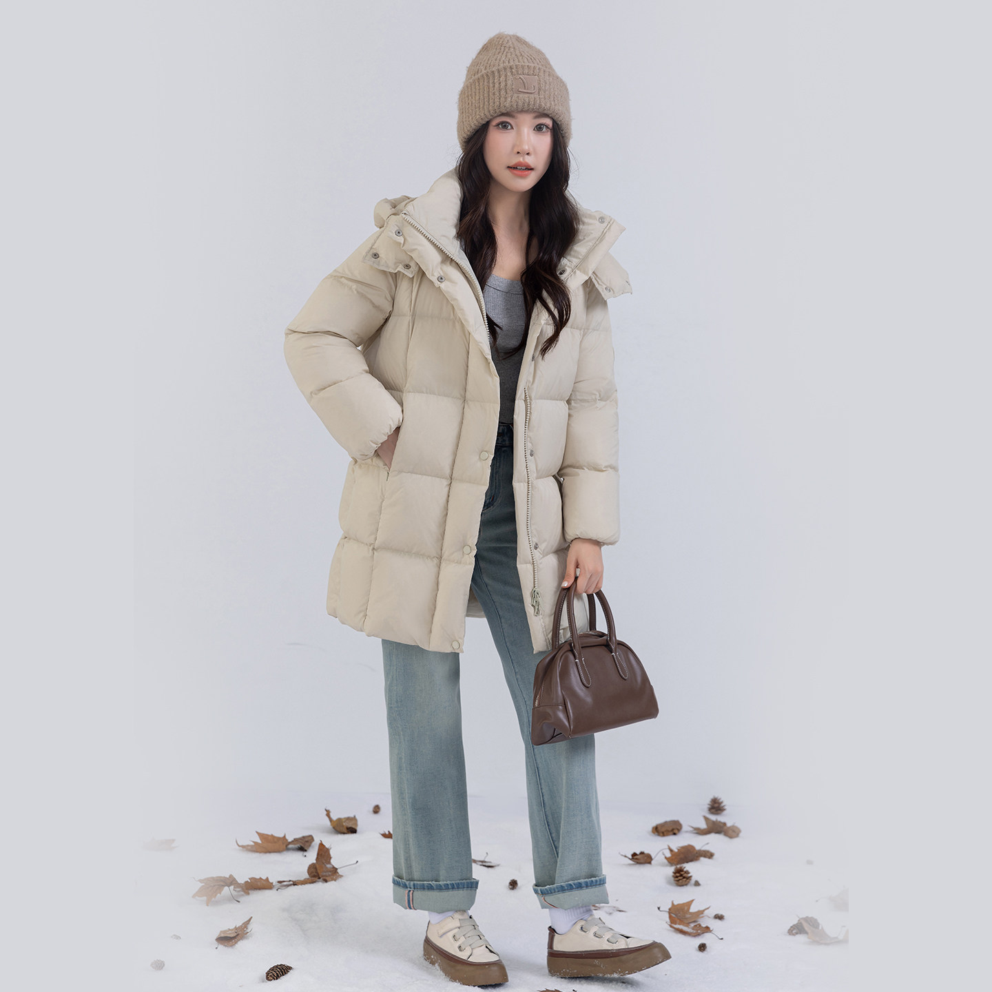 白色羽绒服女中长款2026冬季新款