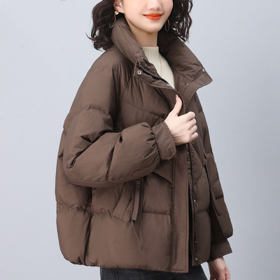 中年妈妈羽绒服短款连帽加厚外套