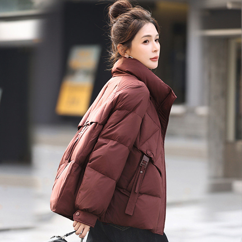 可拆卸帽中年妈妈羽绒服女款外套