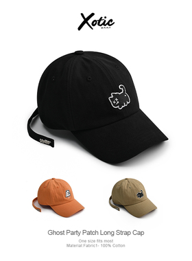 XOTIC官方 原创迷糊猫鸭舌帽卡通可爱搞怪贴布绣遮阳弯檐帽棒球帽