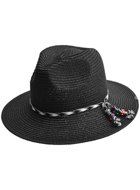 XOTIC官方 串珠巴拿马礼帽草帽夏季宽檐防晒遮阳度假出游百搭