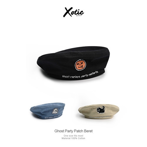 XOTIC贴布绣雅痞贝雷帽
