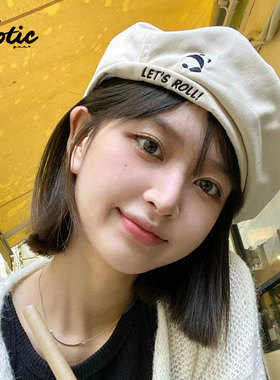 Xotic官方 翻滚熊猫贝雷帽原创贴布刺绣女春夏新款户外休闲画家帽