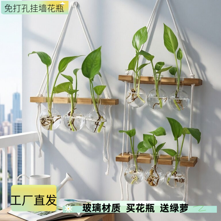 创意水培植物挂墙花瓶ins风 透明小清新墙面简约百搭绿植盆栽装饰