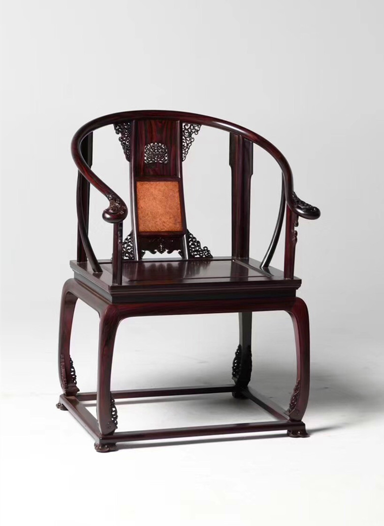 天香倾城 大叶紫檀故宫款皇宫椅三件套卢氏黑黄檀圈椅明清家具