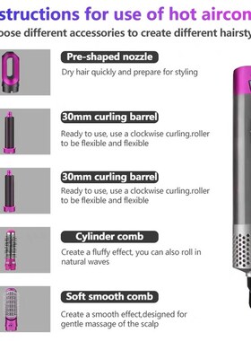 5IN1Wet/dry use curling iron Styling Hair Dryer Hot air comb