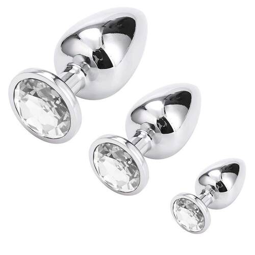 Stainless steel anal plug silver solid masturbation sex toys