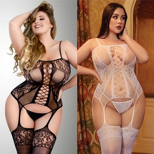 White Plus Size Bodystocking Women Sexy Adult Female