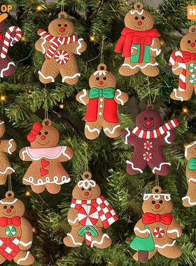 12pcs Gingerbread Man Ornaments Christmas Tree Decorations