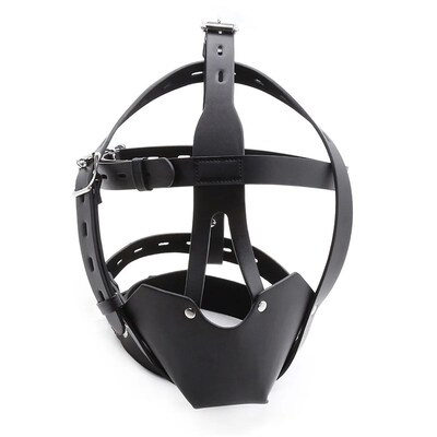 PU Leather Head Harness with Mouth Ball Gag Fetish Salve
