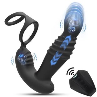 Dual Motor Silicone Anal Plug Prostate Stimulator Penis Ring