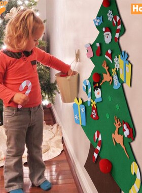 Felt Christmas Tree Set with Ornaments for Kids Decorations