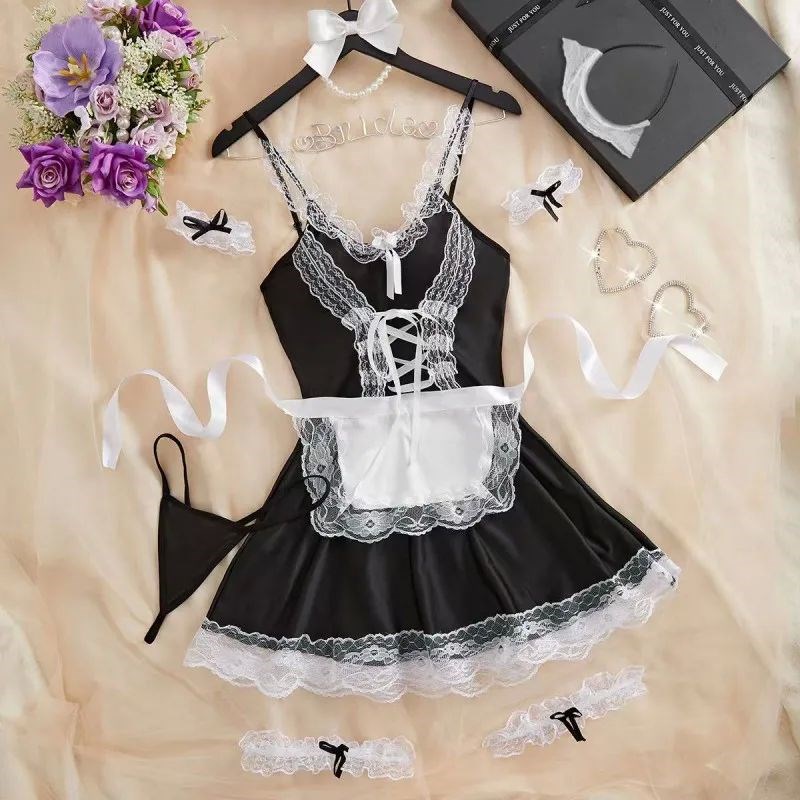Black White Lolita Maid Costume Cosplay Costumes Cute Dress