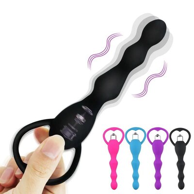 Vibrating Anal Plug Prostate Massage Soft Anal Beads Butt Pl