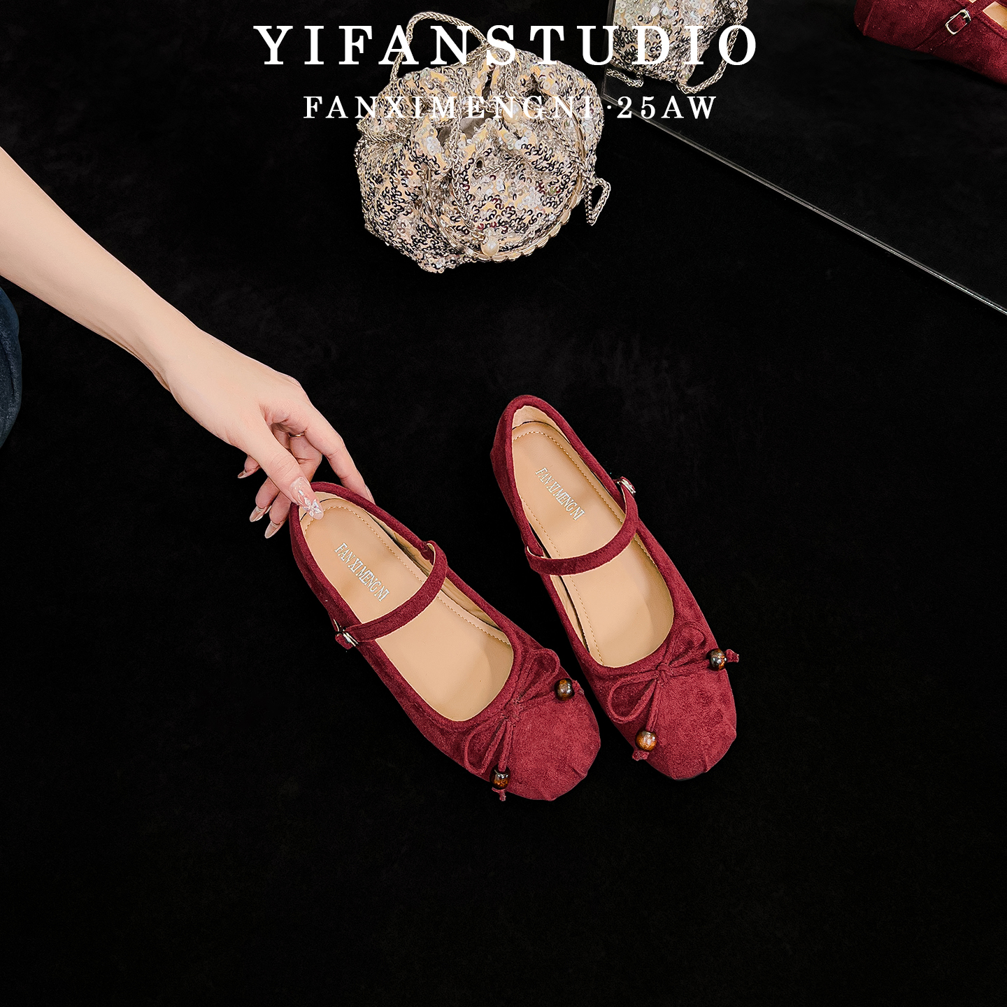 秋冬反绒皮玛丽珍小单鞋