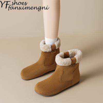 复古加绒勃肯靴女毛毛短靴