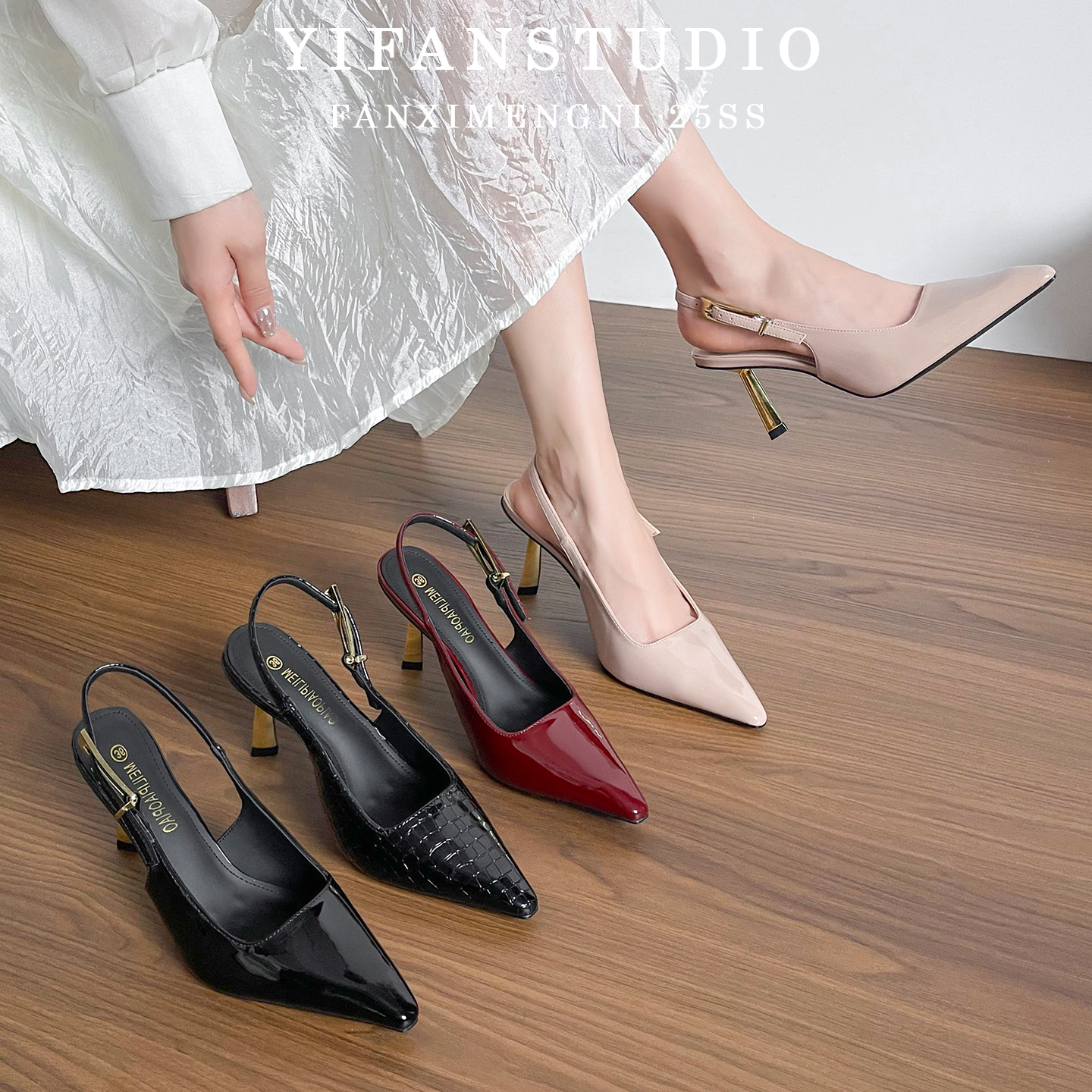 现货！不累脚尖头高跟鞋工作鞋