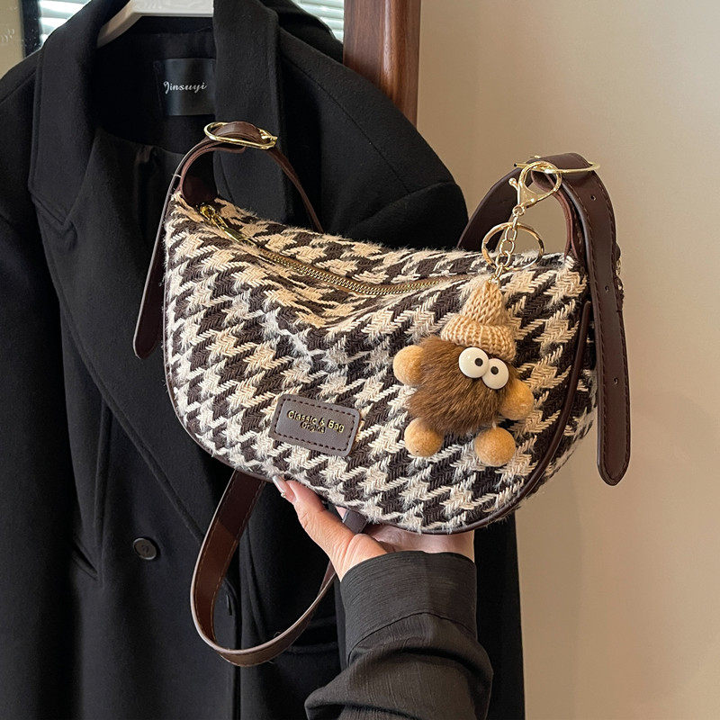 高级感千鸟格腋下包女新款包包秋冬时尚单肩斜挎包质感百搭饺子包,箱包皮具/热销女包/男包,通用款女包,淘宝优惠券,粉丝福利购,淘宝优惠卷