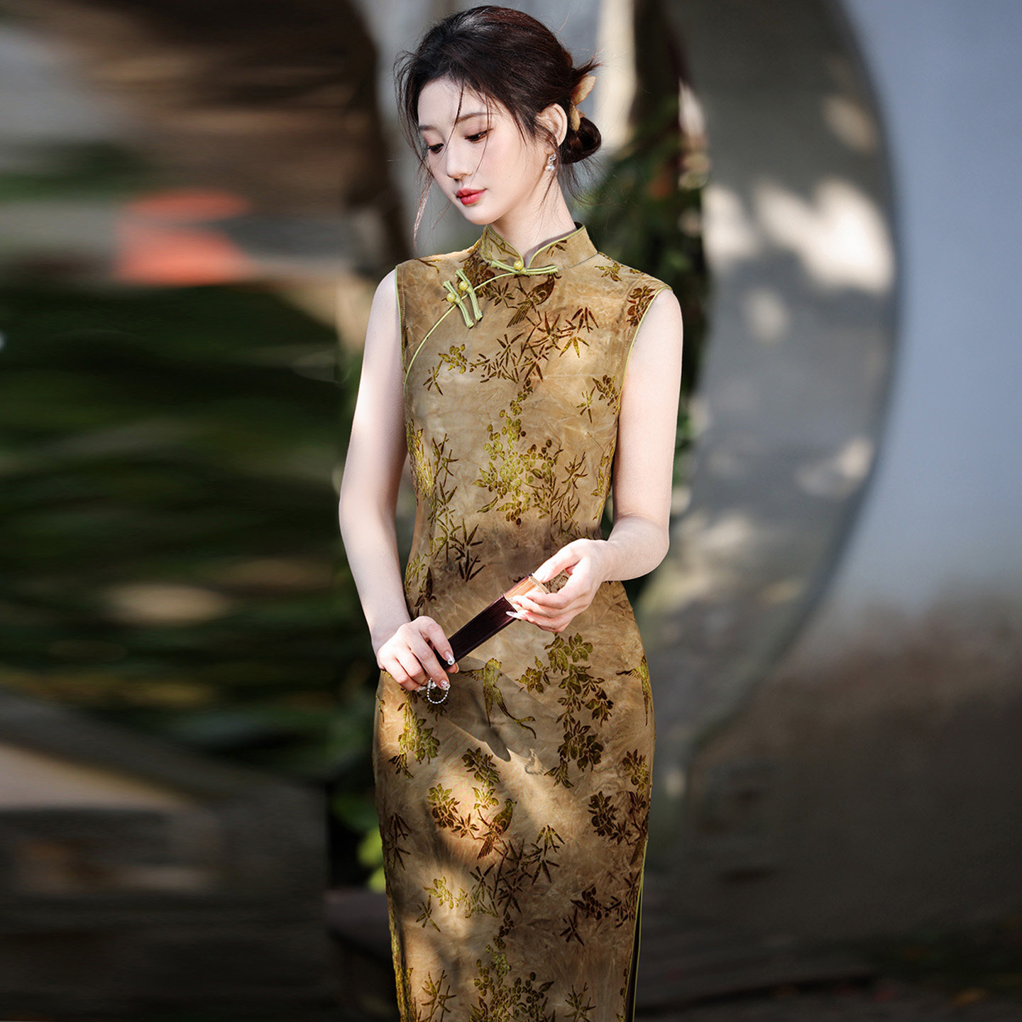 扎染港风无袖旗袍2026新款夏季年轻款女新中式改良版中长款小个子