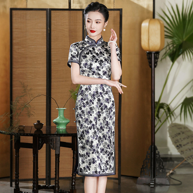 中长款高端真丝旗袍夏季新款日常