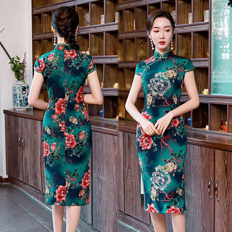 新式双层香云纱中国风旗袍女中长款2025年夏秋气质优雅日常旗袍裙