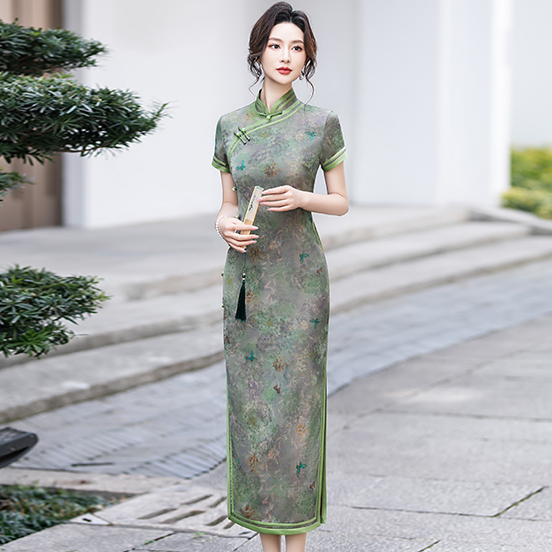 新中式重工旗袍长款2025夏季新款中年女妈妈高档改良国风日常可穿