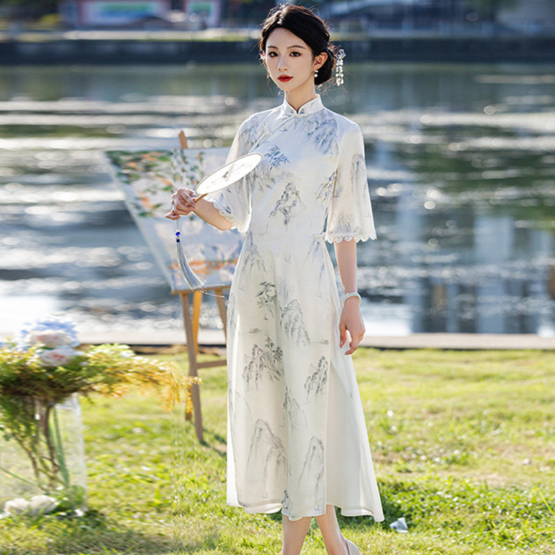 年轻款仙女奥黛改良旗袍连衣裙春