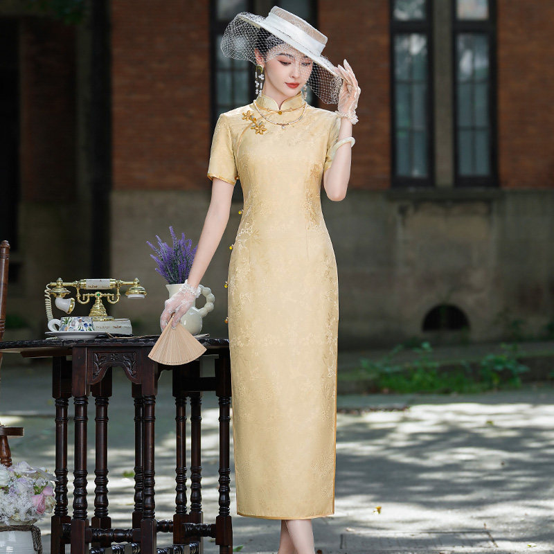 香槟色重磅真丝桑蚕丝旗袍2026春新款优雅高端气质轻奢名媛民国风