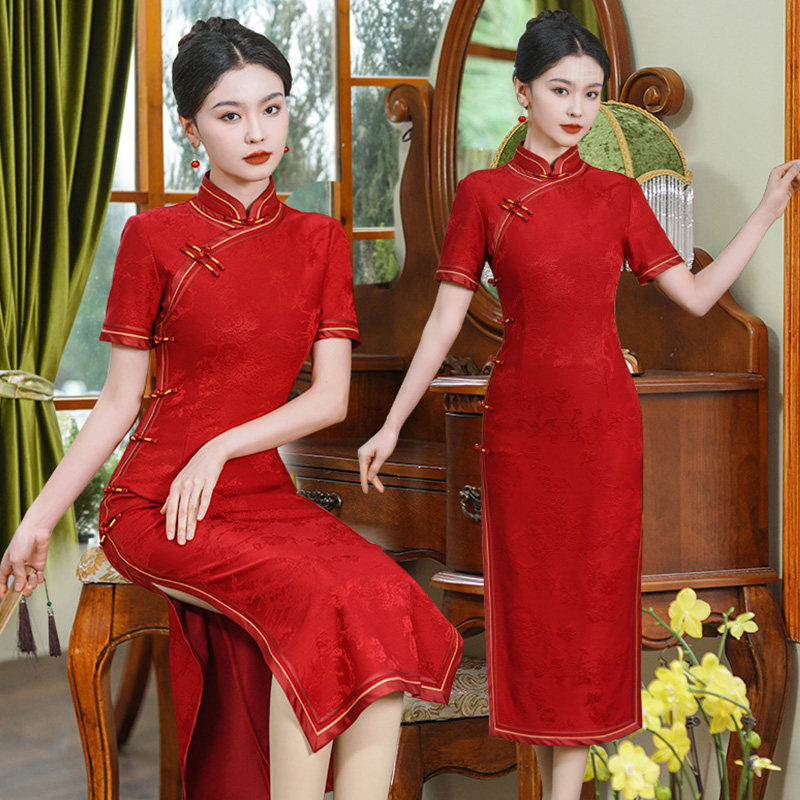高端红色喜婆婆旗袍2025新款夏女新中式改良国风喜妈妈婚宴装礼服