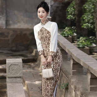 加绒加厚新中式年轻款少女改良旗袍2025冬新款国风素雅长袖连衣裙