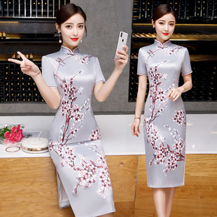 杭州真丝绸旗袍连衣裙夏2025年新款式文艺年轻款少女中长款中国风