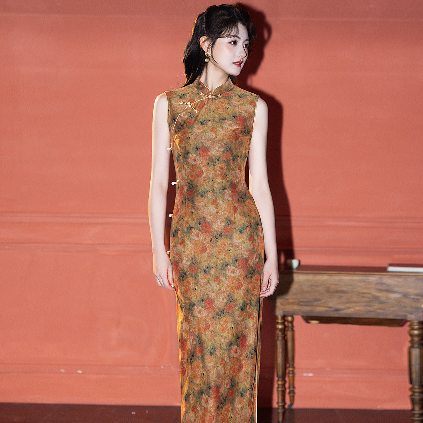 绝美碎花醋酸无袖旗袍夏2026新款新中式改良年轻款高端大气上档次