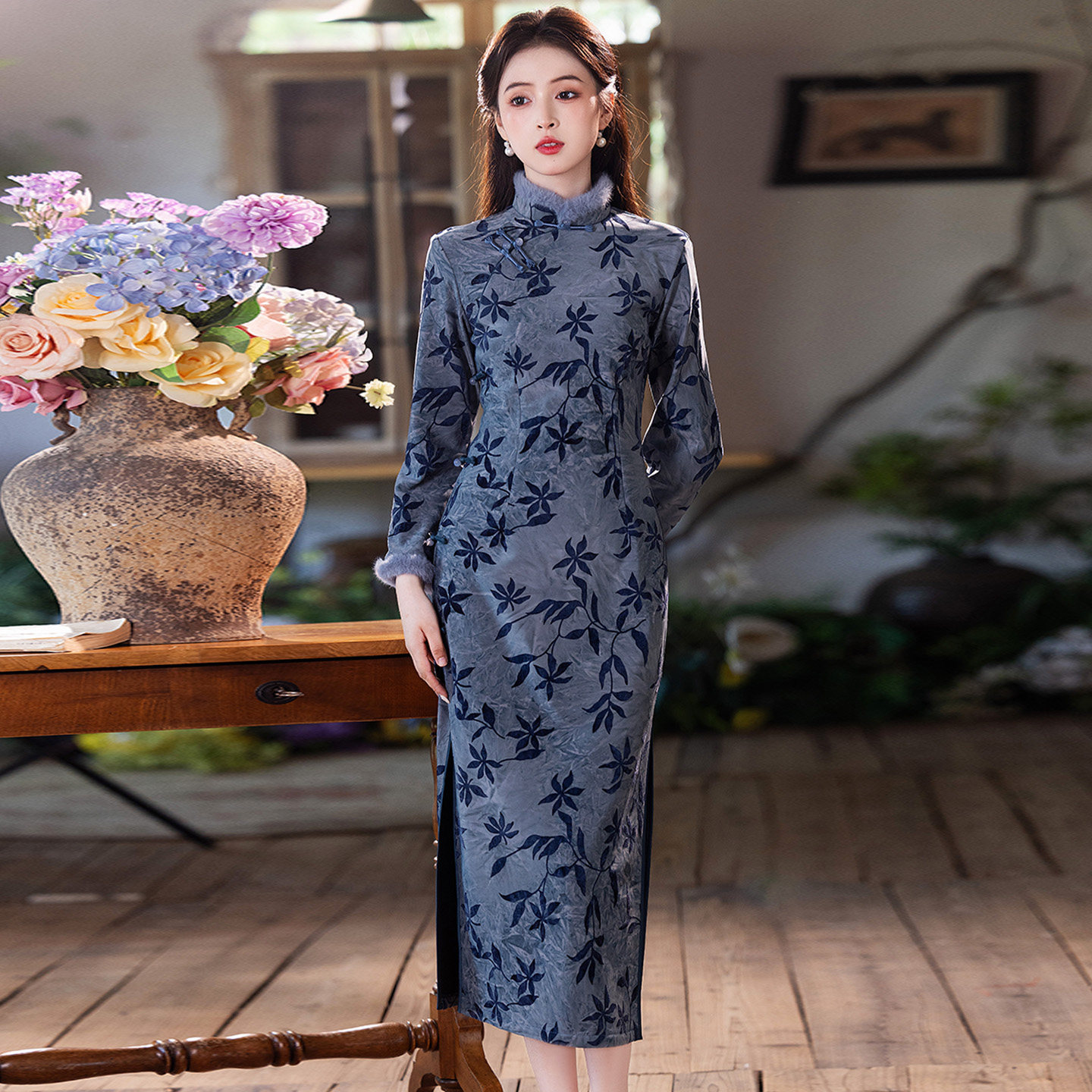 新中式改良旗袍2025新款冬季加绒加厚长袖复古民国风女装日常可穿